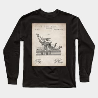 Dental Chair Patent - Dentist Dentists Office Art - Antique Long Sleeve T-Shirt